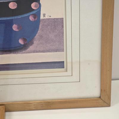 LOT 166: Three Vintage Wood Framed Watercolor Still Life Fruit In Bowl Paintings