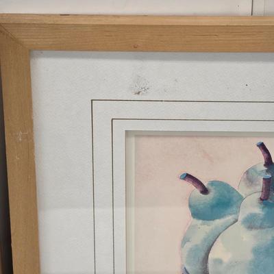 LOT 166: Three Vintage Wood Framed Watercolor Still Life Fruit In Bowl Paintings