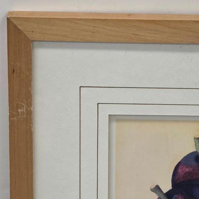 LOT 166: Three Vintage Wood Framed Watercolor Still Life Fruit In Bowl Paintings