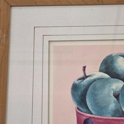 LOT 166: Three Vintage Wood Framed Watercolor Still Life Fruit In Bowl Paintings