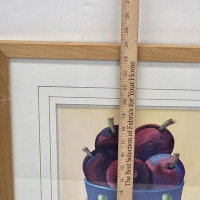 LOT 166: Three Vintage Wood Framed Watercolor Still Life Fruit In Bowl Paintings