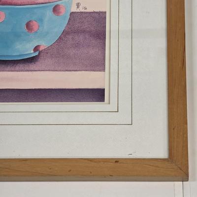 LOT 166: Three Vintage Wood Framed Watercolor Still Life Fruit In Bowl Paintings