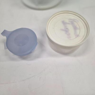 LOT 170: Large Lot of Kitchen Storage Containers, Includes Sterilite & Zip Lock, Pottery Bowl Made in France, Gemco Glass Apple...