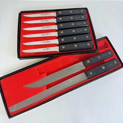 LOT 175: Sabatier Steak Knife Set & Incomplete Carving Set
