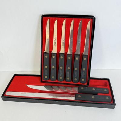 LOT 175: Sabatier Steak Knife Set & Incomplete Carving Set