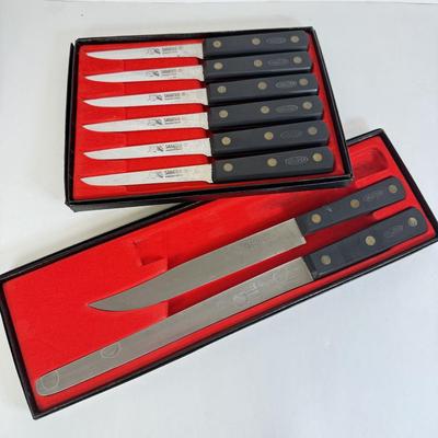 LOT 175: Sabatier Steak Knife Set & Incomplete Carving Set