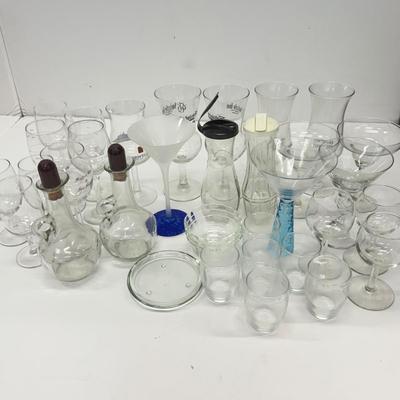 LOT 182: Large Lot of Glassware: Branded Stemware, Martini Glasses & More