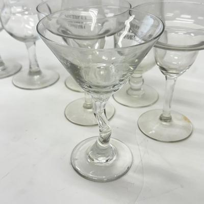 LOT 182: Large Lot of Glassware: Branded Stemware, Martini Glasses & More