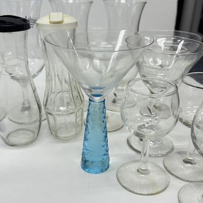 LOT 182: Large Lot of Glassware: Branded Stemware, Martini Glasses & More