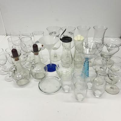 LOT 182: Large Lot of Glassware: Branded Stemware, Martini Glasses & More