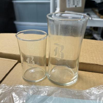 LOT 184: “B” Monogramed Glasses NIB - 8 of each