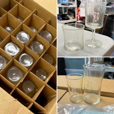 LOT 184: “B” Monogramed Glasses NIB - 8 of each