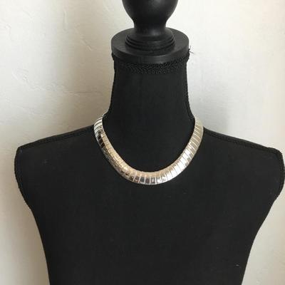 Monet, silver large choker necklace vintage