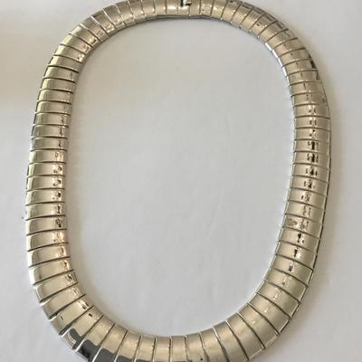 Monet, silver large choker necklace vintage