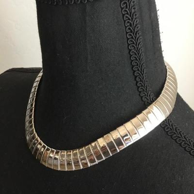 Monet, silver large choker necklace vintage