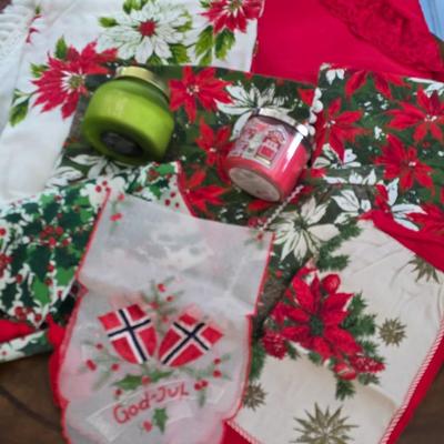 Festive table covers and candles