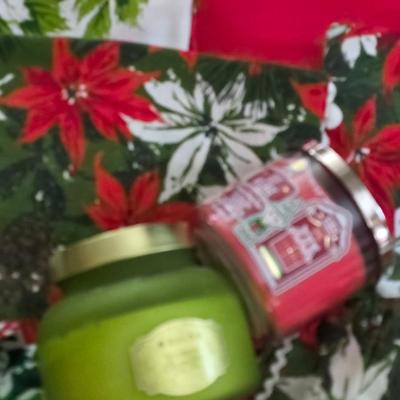 Festive table covers and candles