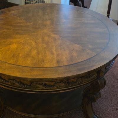Birch finish round cocktail table