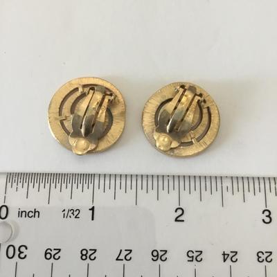 Vintage Trifari, gold, toned swirly clip on earrings