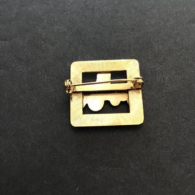 Vintage, gold tone, lapel pin antique convertible, car