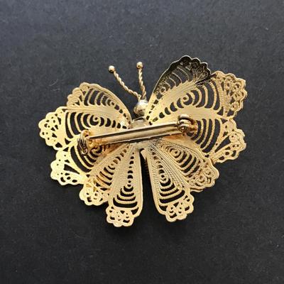 Beautiful, gold tone, butterfly brooch