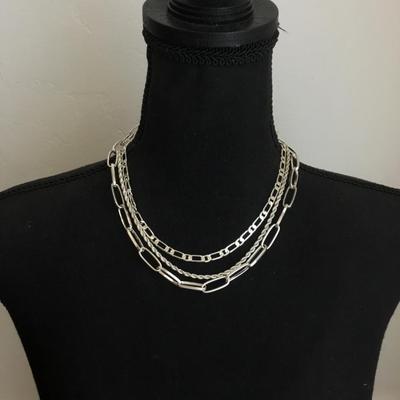 Beautiful very nice multi layered Silver toned necklace