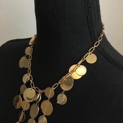 Kenneth Cole, New York, statement, necklace, gold, toned