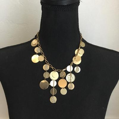 Kenneth Cole, New York, statement, necklace, gold, toned