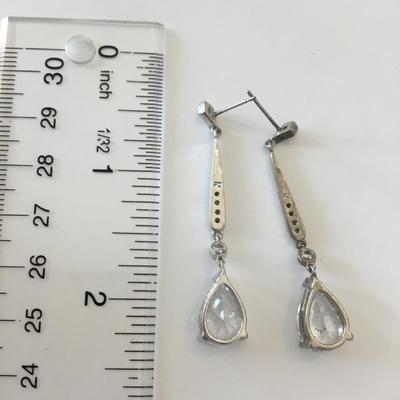 Crystal Silver-tone dangle earrings