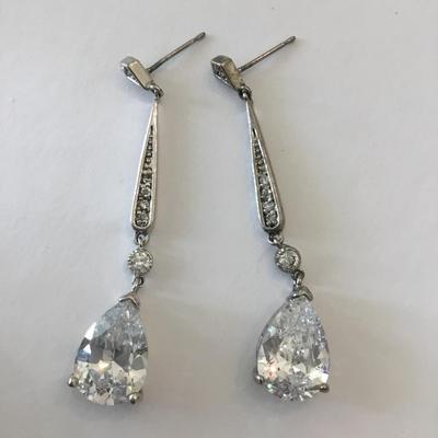Crystal Silver-tone dangle earrings