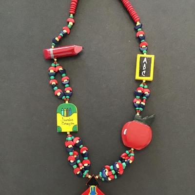Vintage school, teachers statement, necklace