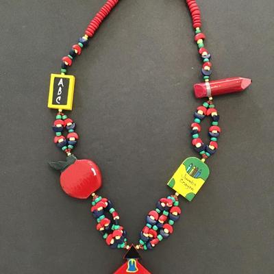 Vintage school, teachers statement, necklace