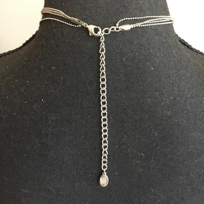 Cute silver tone choker dangle necklace