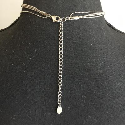 Cute silver tone choker dangle necklace