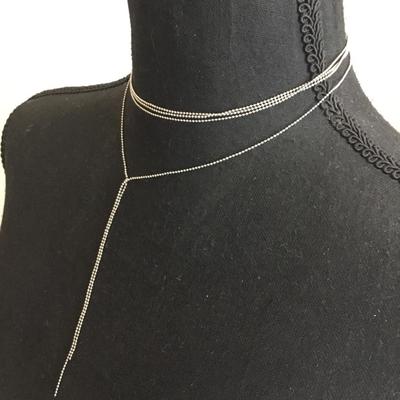 Cute silver tone choker dangle necklace