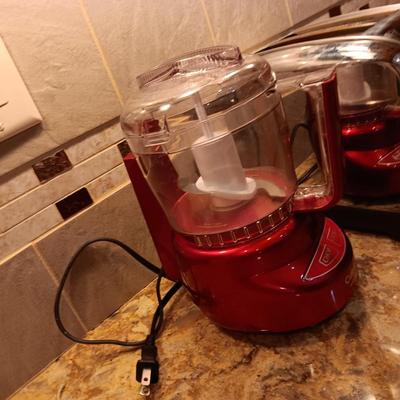 MINI WAFFLE MAKER, FOOD CHOPPER AND A TWO SLICE TOASTER