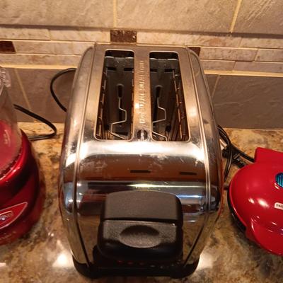 MINI WAFFLE MAKER, FOOD CHOPPER AND A TWO SLICE TOASTER