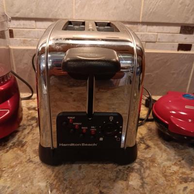 MINI WAFFLE MAKER, FOOD CHOPPER AND A TWO SLICE TOASTER