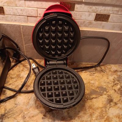 MINI WAFFLE MAKER, FOOD CHOPPER AND A TWO SLICE TOASTER