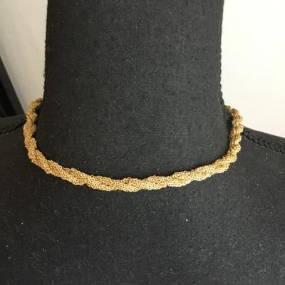 Vintage gold tone fine twisted chain necklace