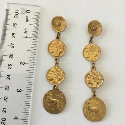 Cool vintage coin,like medallion dangle earrings