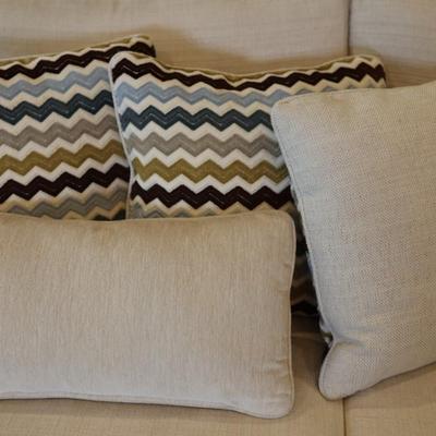 Large Tufted Upholstered Ottoman with Matching Pillows