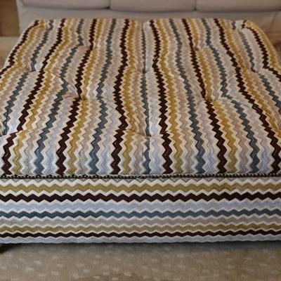 Large Tufted Upholstered Ottoman with Matching Pillows