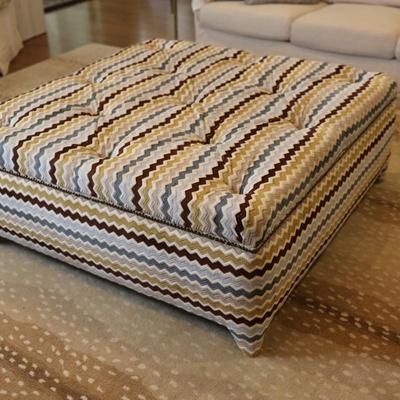 Large Tufted Upholstered Ottoman with Matching Pillows