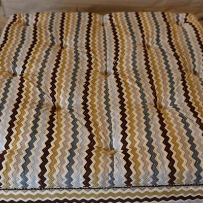 Large Tufted Upholstered Ottoman with Matching Pillows