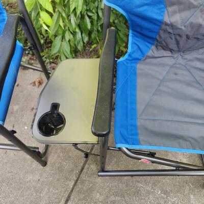 2 Timber Ridge Folding Chairs w tray Camping Chairs