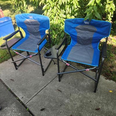 2 Timber Ridge Folding Chairs w tray Camping Chairs