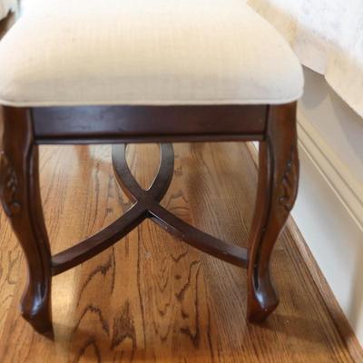 Upholstered Wooden Bench with Carved Legs
