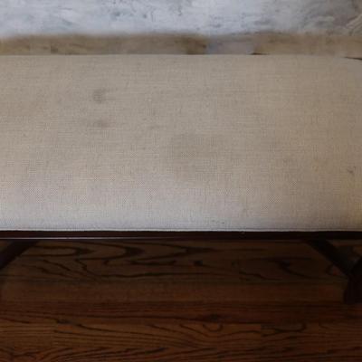 Upholstered Wooden Bench with Carved Legs
