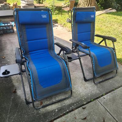 2 Timber Ridge Zero Gravity Lounger chairs w Trays